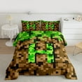 thumbnail image 2 of Manfei Kids Teens Personalized Initial Letter H 2pcs Bedding Comforter Set,Brown Green Twin Comforter Sets,Construction Game Breathable Bedding Set,Breathable Home Decor,Reversible, 2 of 8