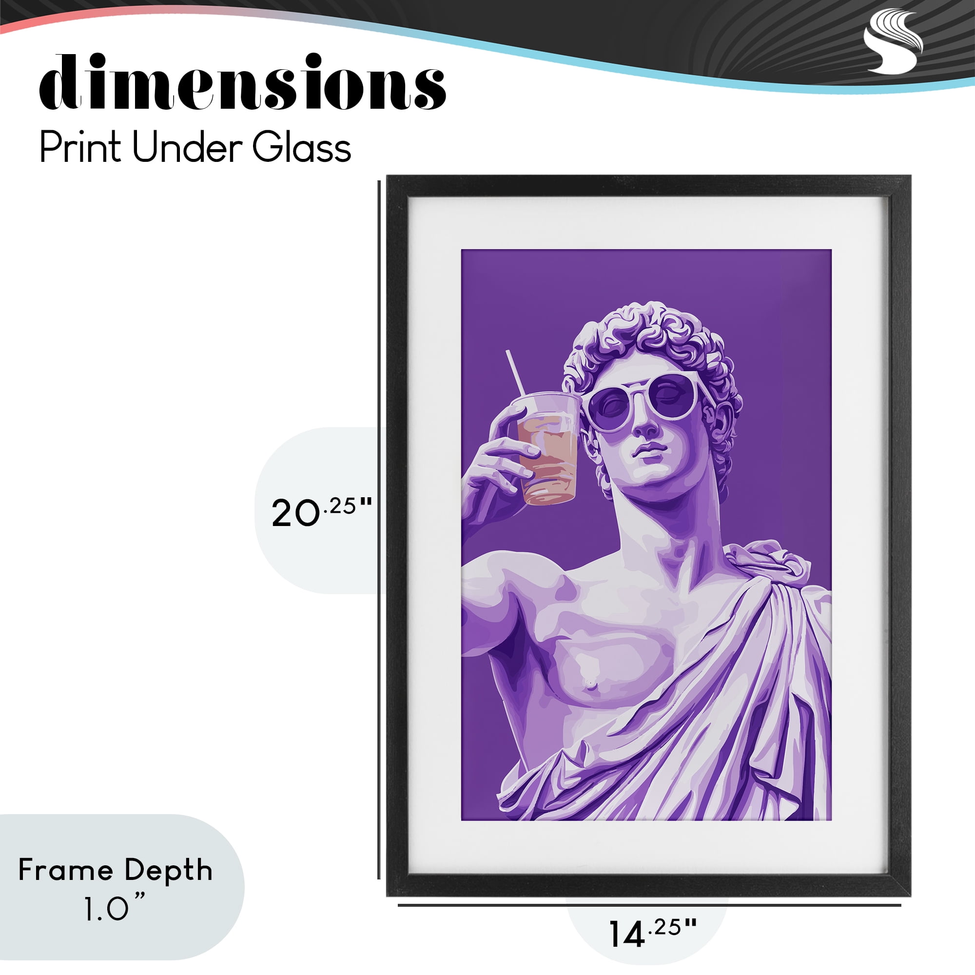 Stupell Industries Greek Statue Cheers Black Framed Print Under Glass, design by Andreas Magnusson