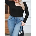 thumbnail image 5 of Weardear Plus Size Tops for Women Scoop Neck Long Sleeve Tight T Shirts Casual Basic Tunic Tops, 5 of 6