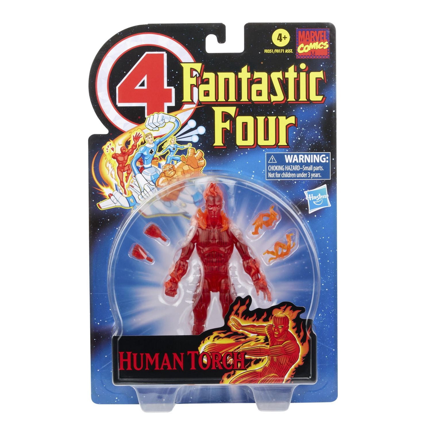 Hasbro Marvel Legends Series Retro Fantastic Four The Human Torch 6-inch Action Figure Toy, Includes 5 Accessories
