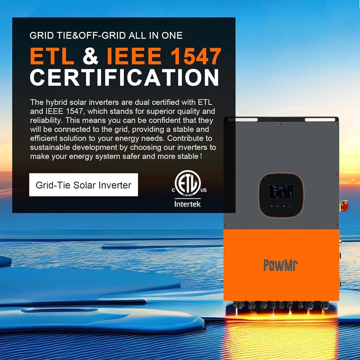 PowMr 12KW 48V Hybrid Solar Inverter 120/208/240V Split Phase ON/OFF Grid 200A MPPT Controller Max PV 450V For Flooded Lead-acid Sealed Gel Lithium Battery