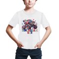 thumbnail image 3 of Xudanell Boy 4th of July Shirt Kid Independence Day Truck Print Crew Neck TShirts Children Wear Toddler Boy Shirts White 3-4 Years, 3 of 4