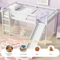 thumbnail image 3 of Bellemave Loft Bed with Slide, Wood Low Loft Bed Frame, Twin Size Bed with Climbing Ladders for Bedroom (White), 3 of 9