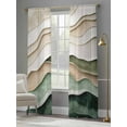 thumbnail image 4 of Abstract Wave Texture Sheer Curtains 84 Inches Long 2 Panels Green Beige Bump Theme Light Filtering Semi Sheer Window Curtains Drapes for Bedroom Living Room 52"x84", 4 of 7