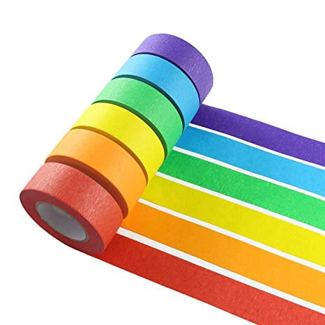 Colored Masking Tape 6 Pieces 1 Inch X 22 Yard Rainbow Masking Tape Labelling Tape Assorted Color Coded Kids Diy Art Supplies Home Decoration Office Supplies Walmart Com Walmart Com