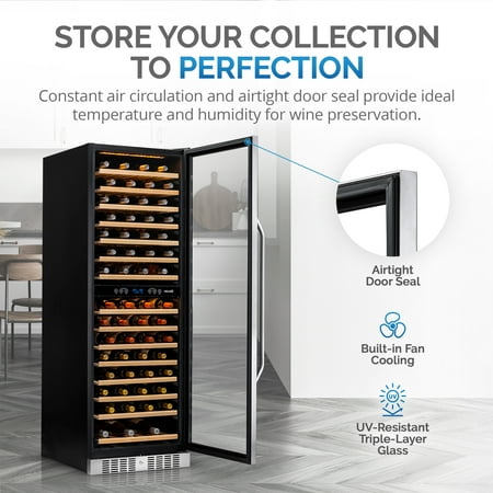NewAir - 160-Bottle Dual Zone Built-in Wine Fridge with Beech Wood Shelves and Quiet Operation - Stainless Steel