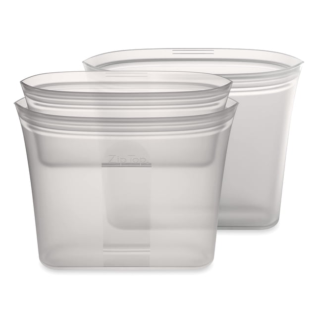 Juego de 3 bolsas de silicona gris con cierre de cremallera para almacenar alimentos
