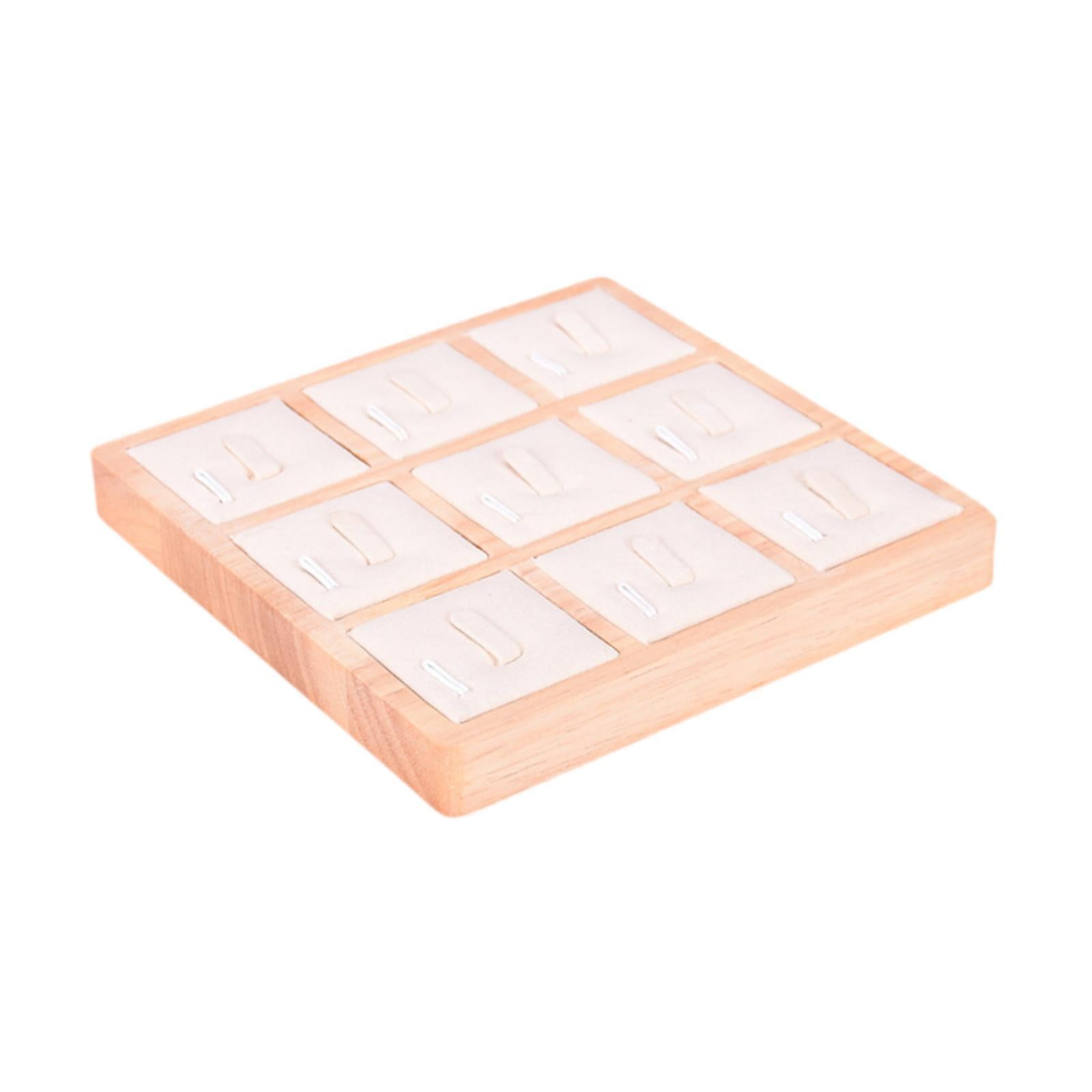 Ring Holder Tray Wooden Jewelry Display Microfiber Lining for Rings Earrings Bracelet Showcase Countertop
