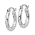 thumbnail image 2 of 925 Sterling Silver Women's Rhodium Plated Classic Tube 2.5mm Round Hoop Earrings | 15mm, 2 of 4