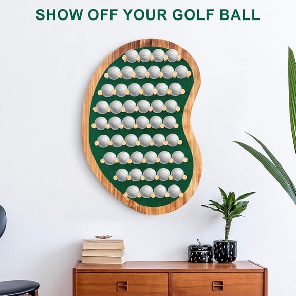 40 Golf Ball Display Rack Cabinet Holder Case - Wall Mount Golf Gifts for Enthusiasts -  Putting Green Shape