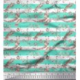 thumbnail image 1 of Soimoi Green Rayon Fabric Star & Swirls Stripe Printed Craft Fabric by the Yard 56 Inch Wide, 1 of 3