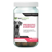 VetriScience Laboratories Probiotic Everyday, Digestive Health Supplement for Dogs, Duck Flavor, 60 Bite-Sized Chews