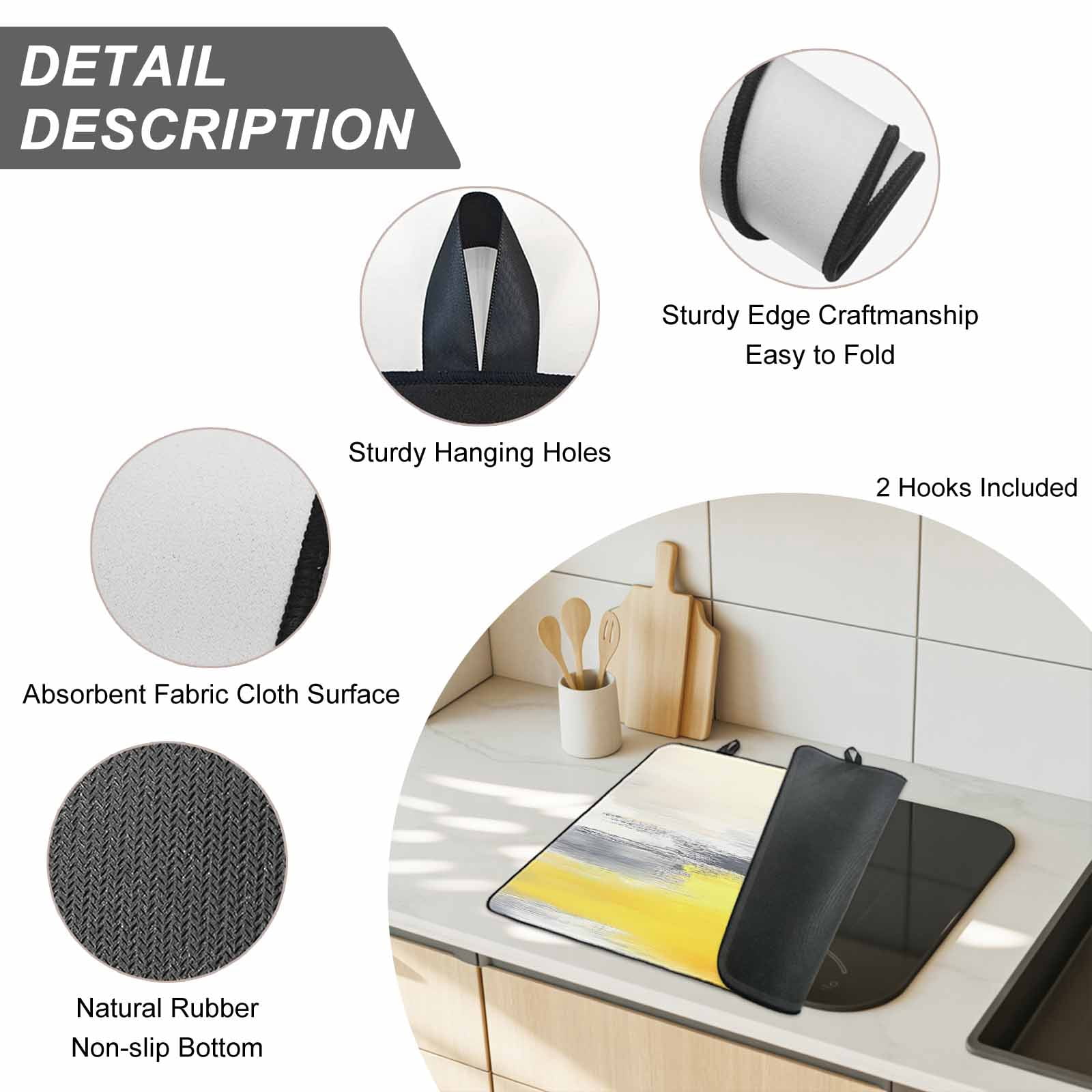 Yellow Gray Stove Top Cover for Electric Stove, Heat-proof & Non Slip Glass Top Stove Cover Protector, Contemporary Abstract Oil Painted Art Kitchen Flat Cooktop Rubber Mat 24x21 Inches