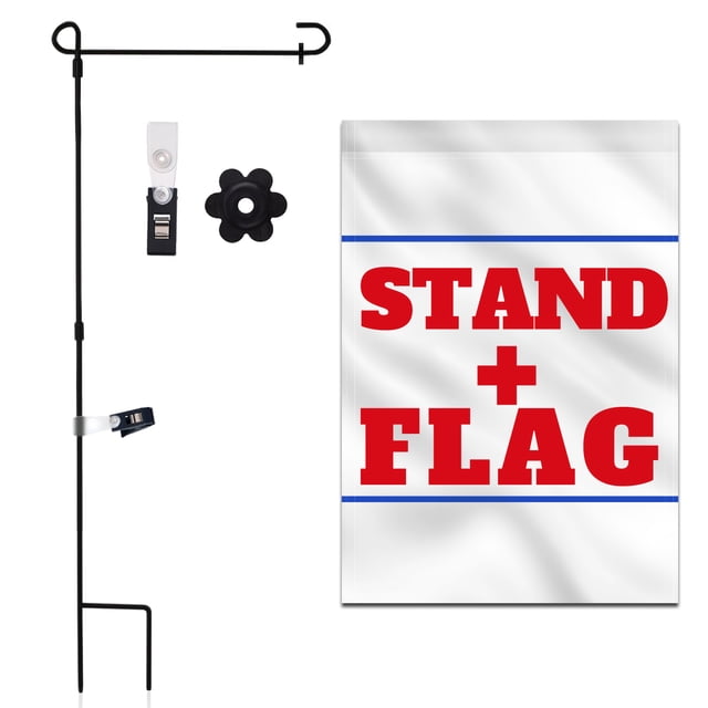 Anley Double Sided Custom Garden Flag 18 x 12.5 In with Flag Stand - Print Your Own Logo/Design/Words - Customized Garden Flags Banners (Flagpole Included)