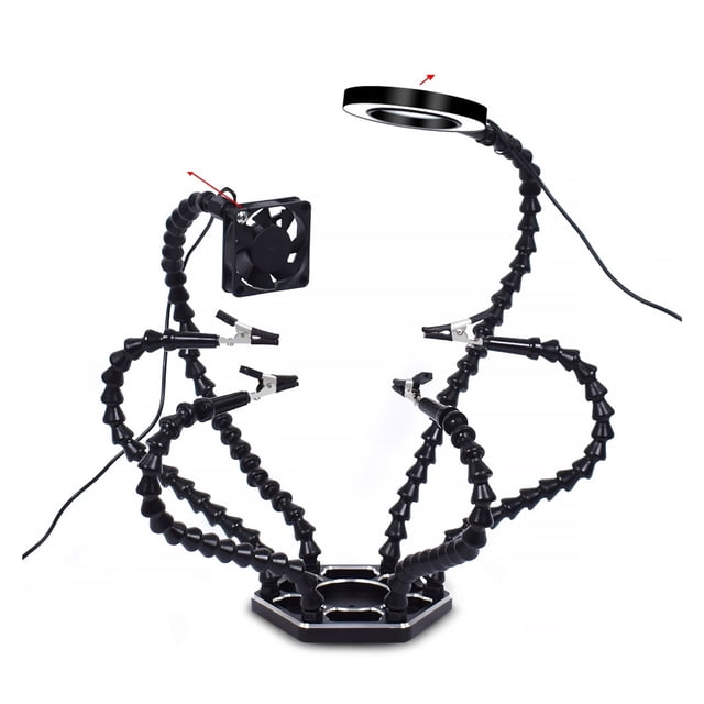 Multi Soldering Station Helping Third Hand 3X USB LED Magnifying Glass Lamp USB Fan For PCB Welding Repair Station Tool ,Easy to Use