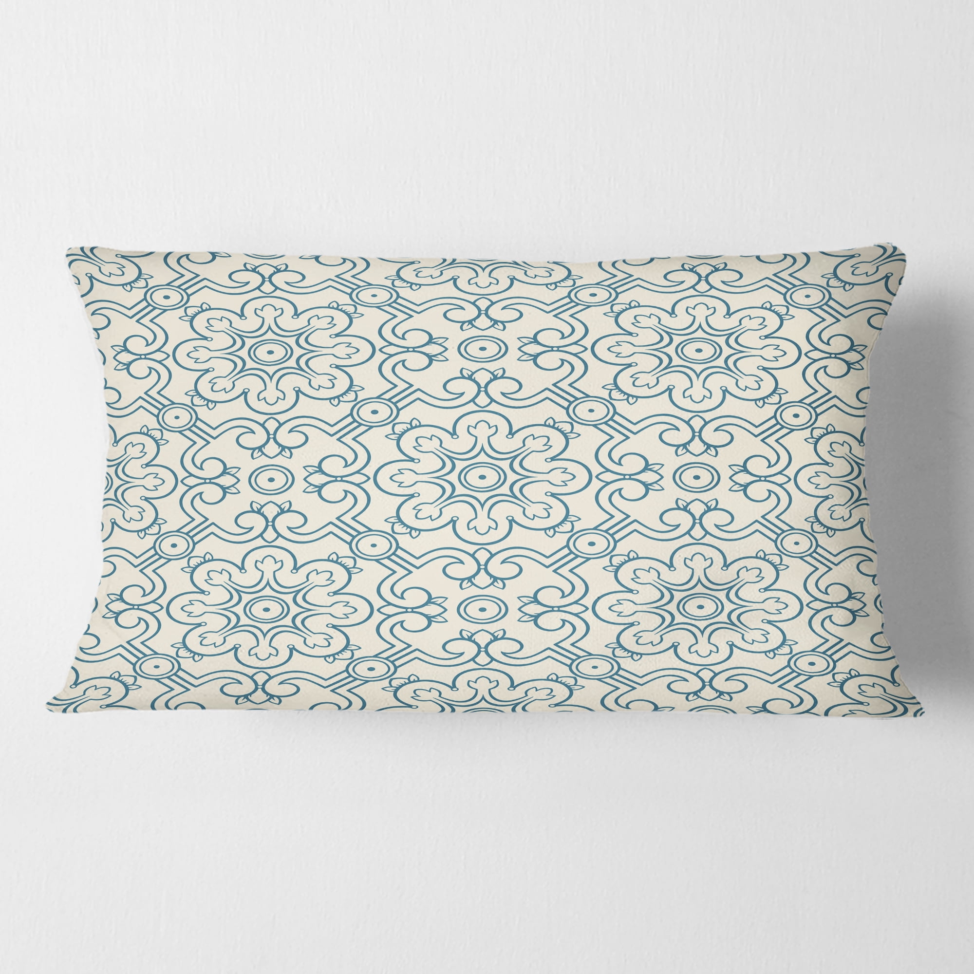 Designart Floral Retro Pattern IV' Mid-Century Modern Throw Pillow - 12x20