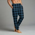 thumbnail image 4 of Mens Plaid Pajama Pants Bottoms for Sleeping and Lounge Wear Dark Blue M, 4 of 5