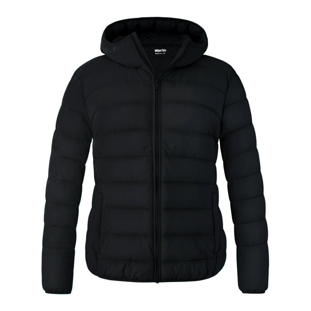 Wantdo Women's Plus Size Winter Coat Warm Down Jacket with Hood Zip Up ...