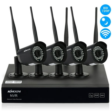 Network Camera Recorder Software KKmoon 4 Channel HD 720P Wireless WiFi NVR Network Video Recorder + 4pcs 720P WiFi IP Camera ()