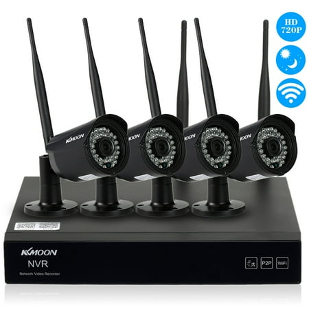 KKmoon 4 Channel HD 720P Wireless WiFi NVR Network Video Recorder + 4pcs 720P WiFi IP