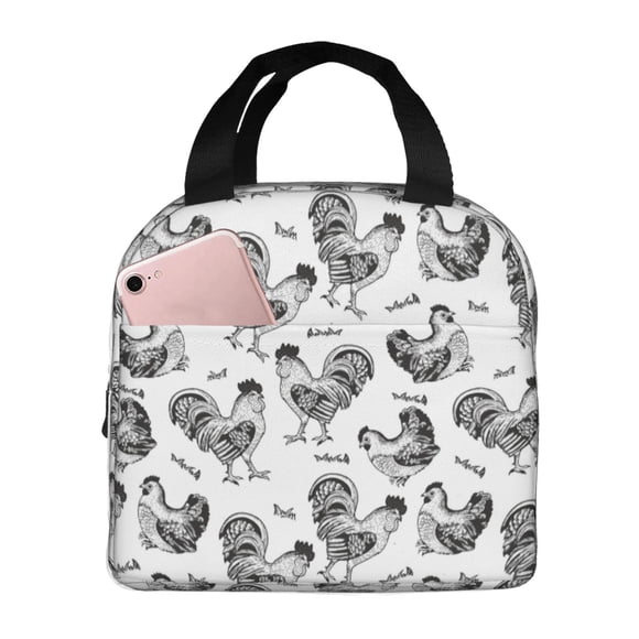 Easygdp Retro Rooster Bolsa Térmica Premium - Tela Oxford Impermeable, Gran Capacidad, Bolsillo Frontal, Unisex para Trabajo, Escuela, Actividades al Aire Libre y Picnics