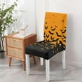 thumbnail image 4 of Halloween Bats Chair Covers for Dining Room Set of 6, Orange Stretch Dining Chair Cover 6 Pieces, Washable Kitchen Parsons Chair Slipcovers 6 Pack, Removable Seat Protector for Home and Party, 4 of 6