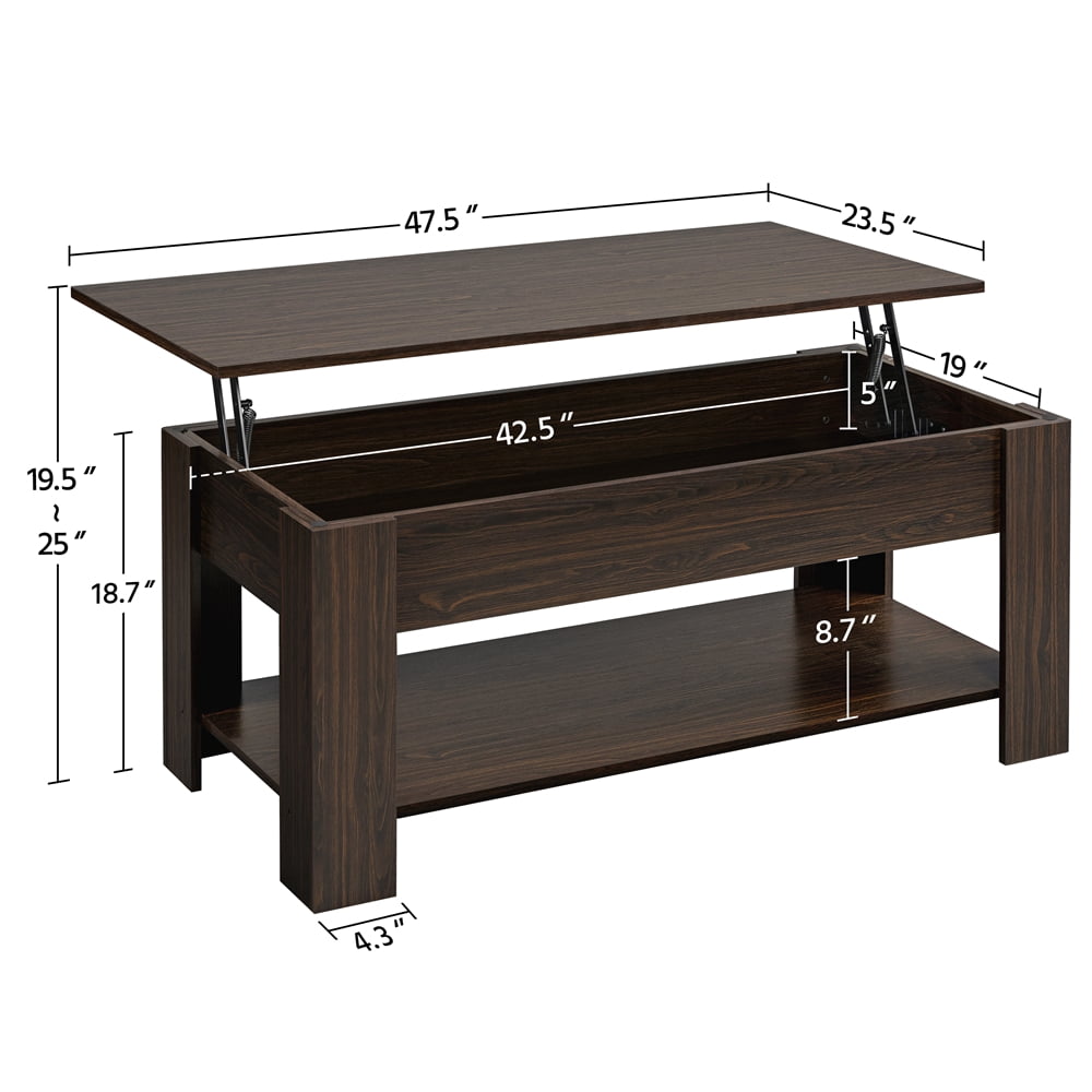 Yaheetech 47.5in Wooden Lift Top Coffee Table with Hidden Compartment for Living Room, Espresso
