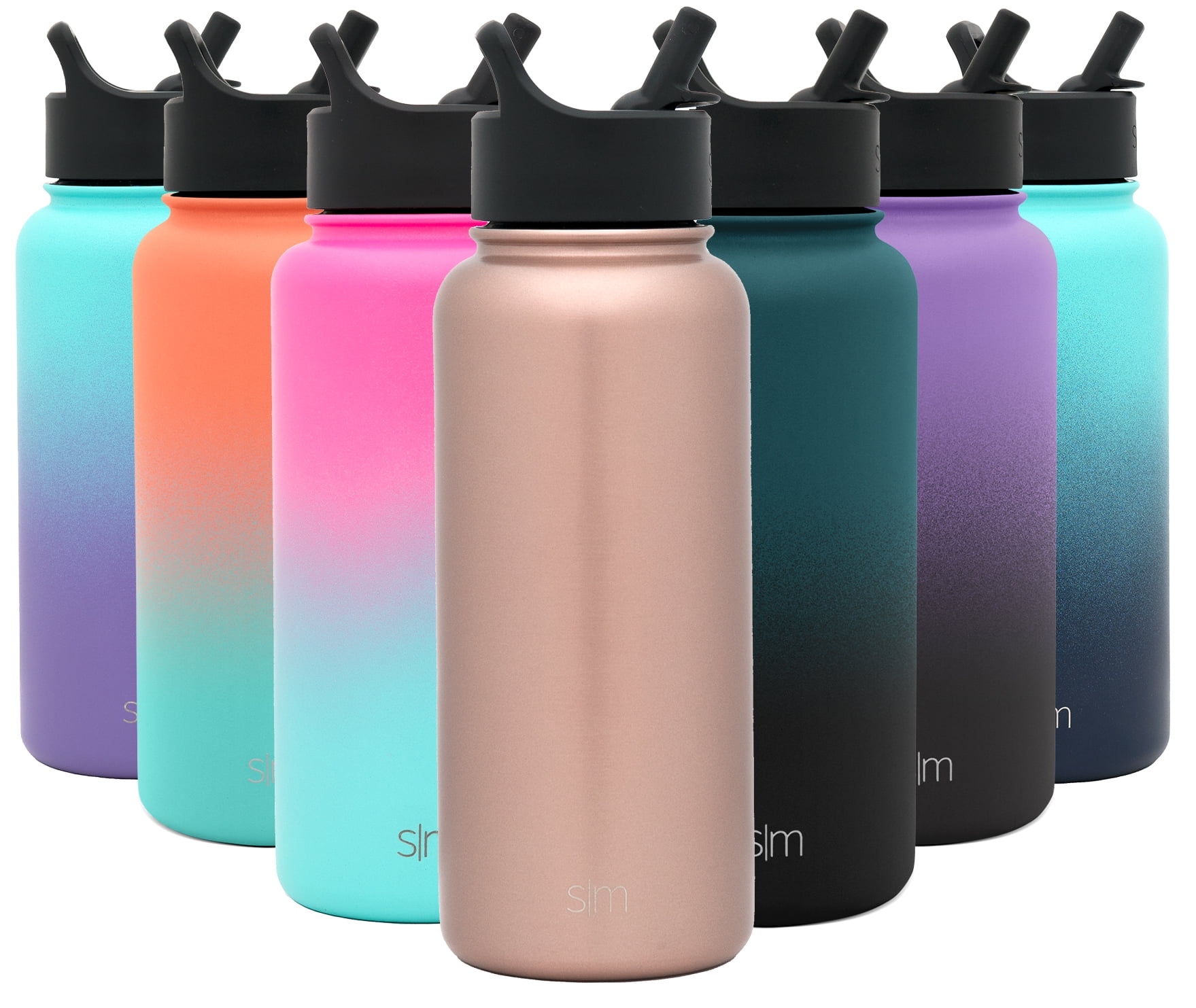Pink Smart Flask Stainless Steel Vacuum Insulated Water Bottle,Straw lid 32oz 