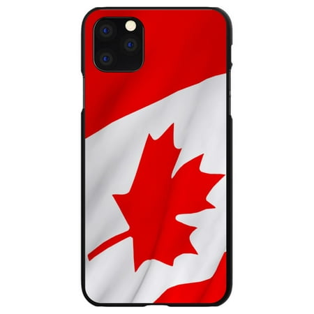 DistinctInk Case for iPhone 13 MINI (5.4" Screen) - Custom Ultra Slim Thin Hard Black Plastic Cover - Red White Canadian Flag Canada - Show Your Love of Canada
