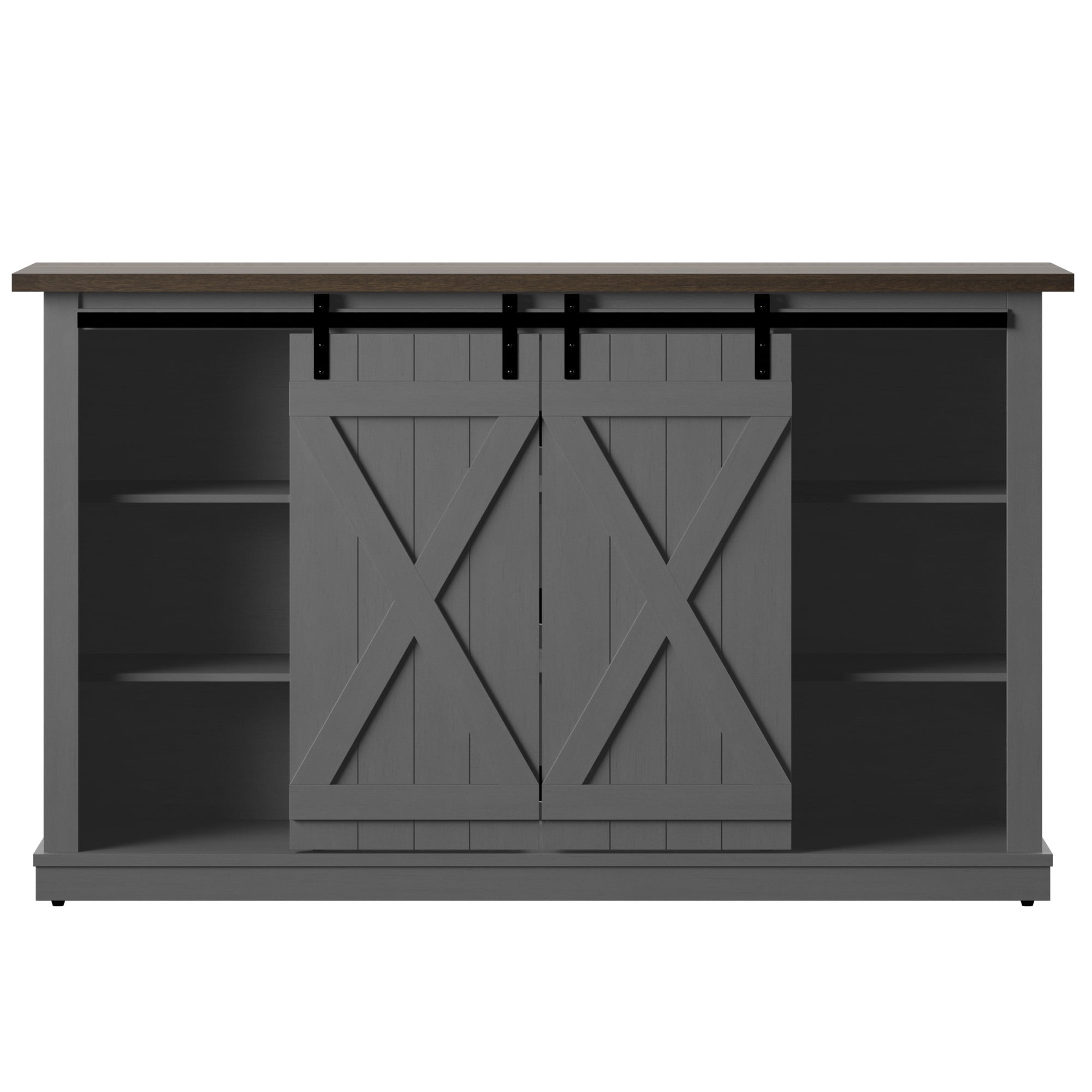 Twin Star Home Terryville Barn Door TV Stand for TVs up to 60", Dark Gray
