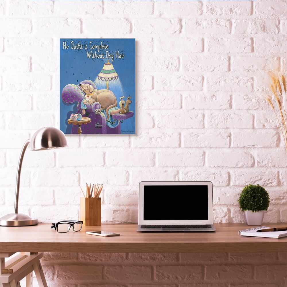 Outfit Dog Hair Funny Cartoon Pet Design Oversized Stretched Canvas Wall Art by Gary Patterson