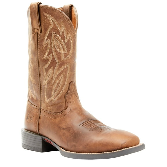 Justin Men's Dusky Canter Cowhide Leather Western Boot Broad Square Toe Brown 9.5 D(M) US