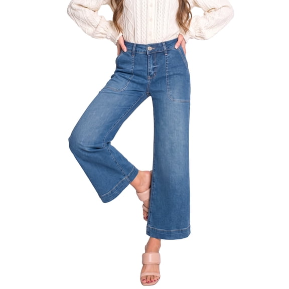 DOKOTOO Women's Wide Leg Jeans Trendy High Waist Stretchy Straight Leg Baggy Loose Denim Ankle Pants with Big Pockets (Plus Sizes Available)