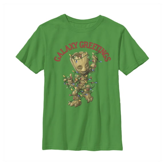 Boy's Marvel Guardians of the Galaxy Groot Greetings Graphic Tee Kelly Green Large