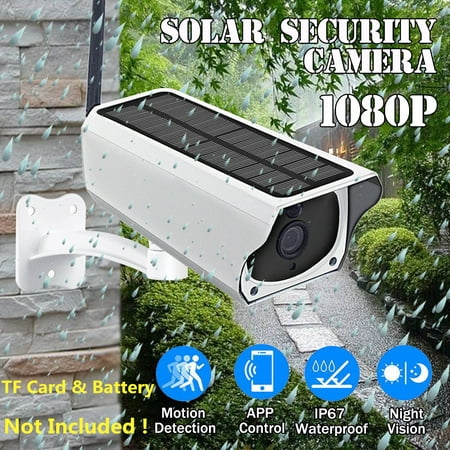 Outdoor HD 1080P IPX67 Waterproof WIFI Solar P ower Security Camera PIR Motion Detection IR-CUT Night Vision Android/iOS Phone Patio Driveway (TF Card & Battery Not