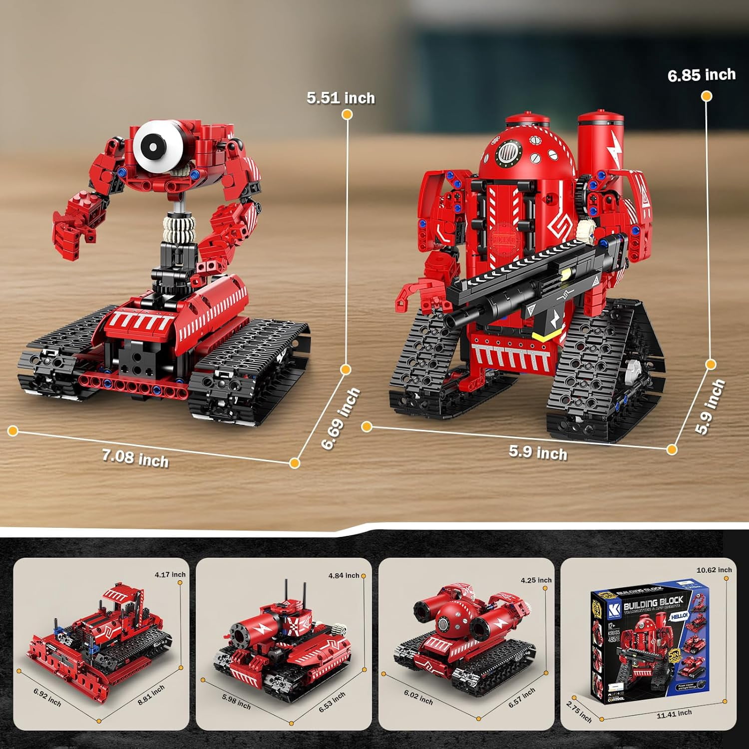 STEM Robot Building Kit for Boys Age 8-16, 5 in 1 Remote Control Robot Toys with 495 Pieces, Engineering Science Birthday Gifts for Kids Teens 8 9 10 11 12 13 Years Old