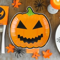 25Pcs Halloween Pumpkin Plates, Disposable Paper Dessert Plates Tableware Party Supplies for Halloween Party Decorations