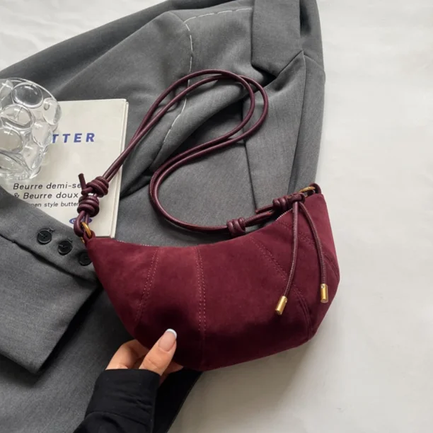Bolso de hombro de alta calidad con cremallera de Material de terciopelo 2025, bolso cruzado Simple de moda de Color sólido, bolso suave de estilo occidental