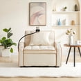thumbnail image 2 of 3-in-1 Convertible Single Sofa Bed with USB Port & Cupholder, Pull Out Sleeper Chair Bed with Swivel Phone Stand & Side Storage Pocket, Velvet Folding Couch Bed with Pillow for Small Space, Beige, 2 of 9