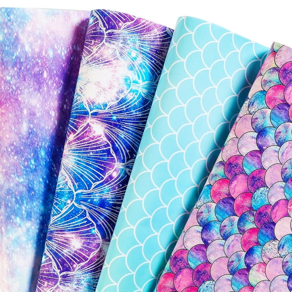 Birthday Wrapping Paper for Girls Kids Women Men - Mermaid Galaxy Gift Wrap Paper for Mother's Day, Wedding, Baby Shower -  12 Sheets, 20×29 inch