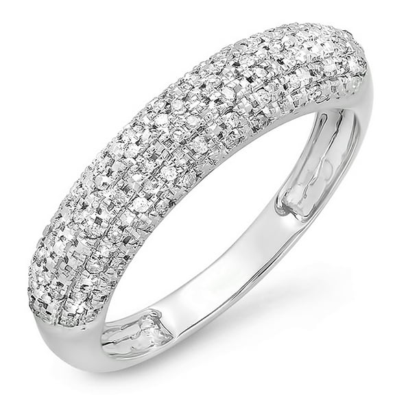 0.20 Carat (ctw) 14k White Gold Round Diamond Ladies Anniversary Wedding Band 1/5 CT
