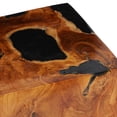 thumbnail image 5 of DecMode 12" x 15" Brown Teak Wood Block Abstract Accent Table with Black Resin Inlay, 1-Piece, 5 of 14