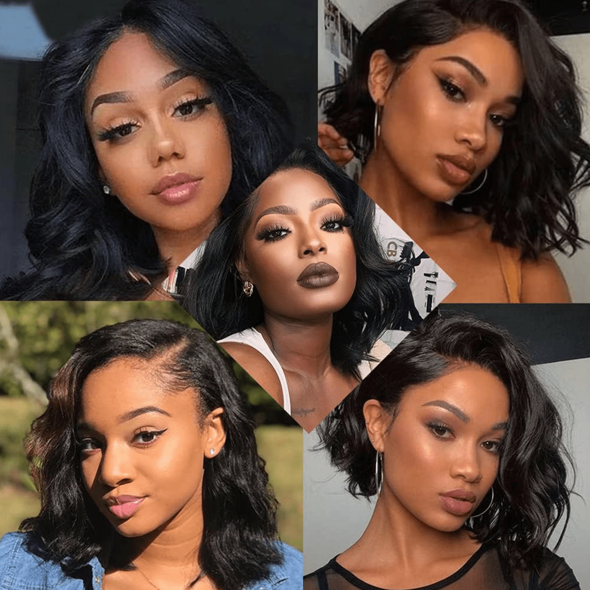 Morovan 17-Inch Black Bob Wig with Bangs for Women, Shoulder-Length Smooth Synthetic Hair, Natural Everyday Style