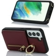thumbnail image 5 of Samsung Galaxy S21 FE Case with Card Holder for Women, Galaxy S21 FE Phone Case Wallet with Strap Credit Card Slots Crossbody with Kickstand Zipper Shockproof Case for S21 FE - Red Wine, 5 of 18