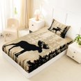 thumbnail image 4 of Castle Fairy Animal Moose Twin Sheets 3pcs,Vintage Jungle Wildlife Bedding,Black Cream,1 Fitted Sheet, 1 Flat Sheet and 1 Pillowcase, 4 of 6