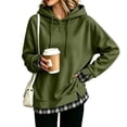thumbnail image 2 of Oversized Hoodies for Women 2 in 1 Layered Hooded Sweatshirt Y2k Lightweight Plaid Fall Sweatshirt Teacher Cute Pullover Hoodies Comfort Graphic Hoodie Airport Sweat Shirt, 2 of 6