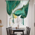 thumbnail image 3 of Teal Marble Balloon Curtains for Living Room/French Door, Modern Ombre Gold White Abstract Fluid Art Tie Up Curtains 63 Inch Length Energy Saving Kitchen Curtains Shades for Windows 42"x63", 3 of 8