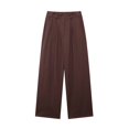 thumbnail image 3 of HH TRAF 2024 Pantalones de pierna ancha lisos con bolsillos laterales y cremallera para mujer, pantalones largos holgados y ajustados de cintura alta a la moda para mujer, 3 of 5