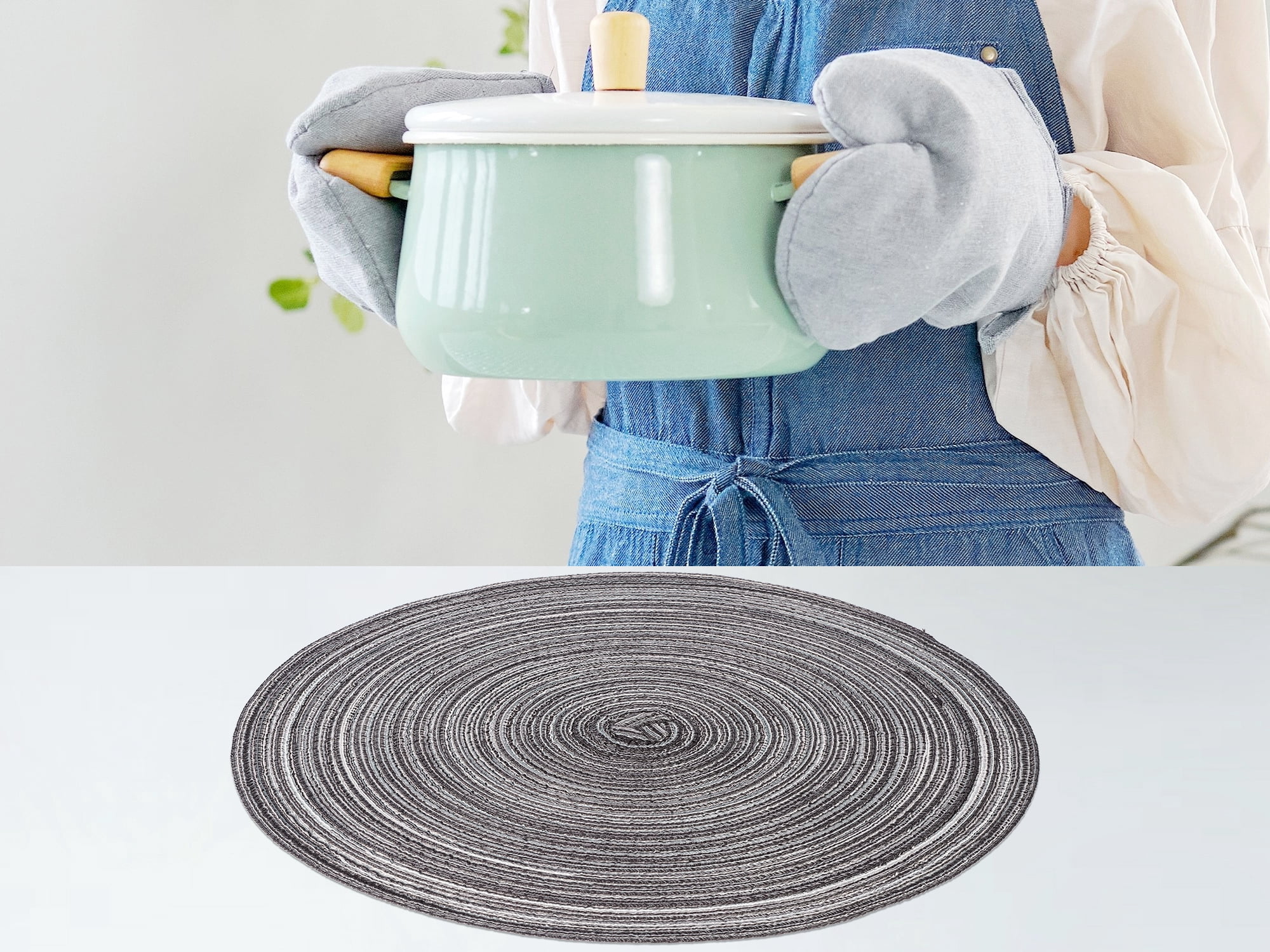 Unique Bargains Farmhouse Placemats Set of 6 Woven Placemats Gray