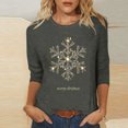thumbnail image 2 of Womens Christmas Shirts 3/4 Sleeve Rhinestones Wine Glass Printed Xmas Holiday Tops Loose Casual Festive Tees (2XL, Gray #A), 2 of 6